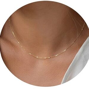 NWT Simple Satellite Beaded Twisted Chain Necklace, 18K Gold Plated